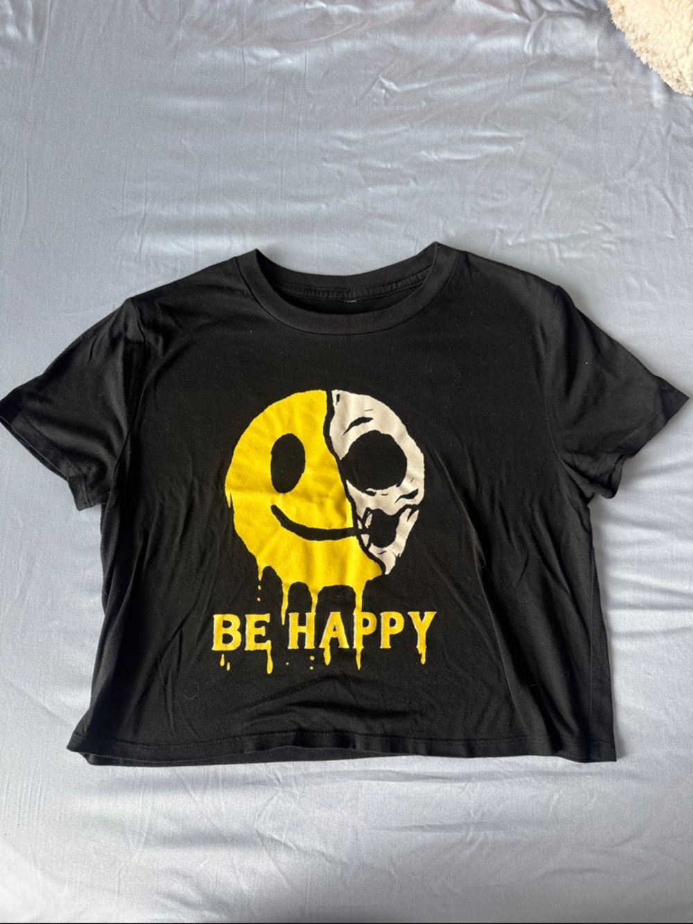 Women’s Be Happy Be Savage Black Cropped Workout Tee
